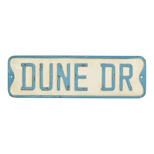Dune Drive Blue and White Metal Street Sign Wall Plaque 19.5 Inches